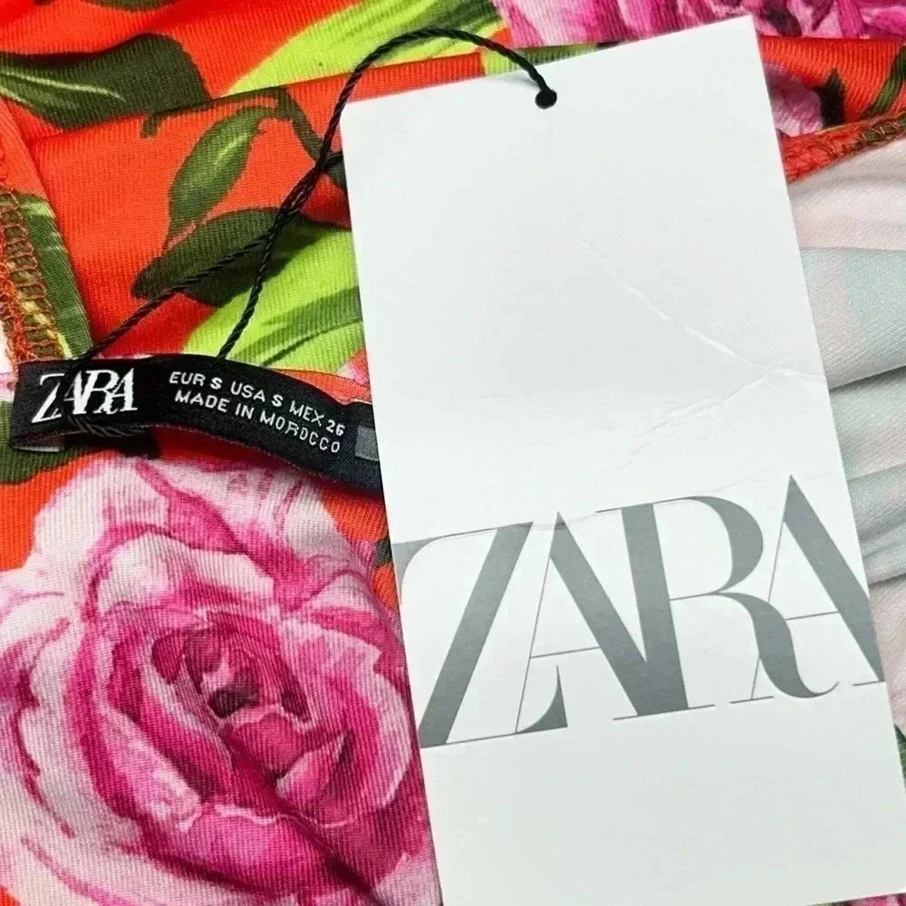 ZARA Draped Floral Bodysuit Blogger Favorite Size S NWT - Picture 7 of 10